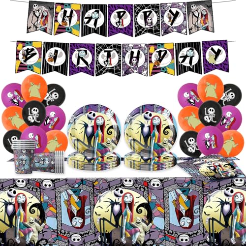 Halloween Partygeschirr Set, Pappgeschirr Pappteller Becher Servietten, Halloween Deko Tisch Geburtstag Set für Kinder Mädchen Jungen (Lila) von FaDazCruxt