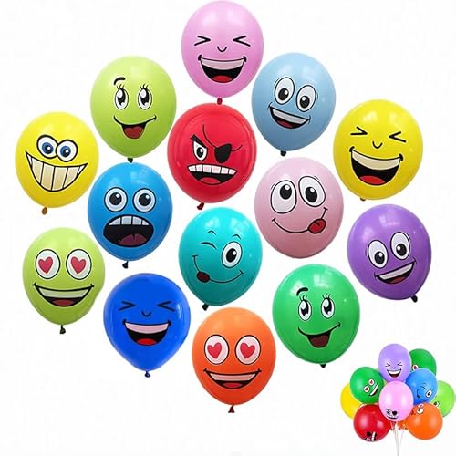 FaJoek 100 Latex Emotion Serie Latex Luftballons, 12 Zoll Luftballon Smiley, Verschiedene Miene Laune Ballons, für Kinder Geburtstag Babyparty Deko FaJoek 100 Latex Emotion Serie Latex Luftballons, 12 Zoll Luftballon Smiley, Verschiedene Miene Laune Ballons, für Kinder Geburtstag Babyparty Deko von FaJoek