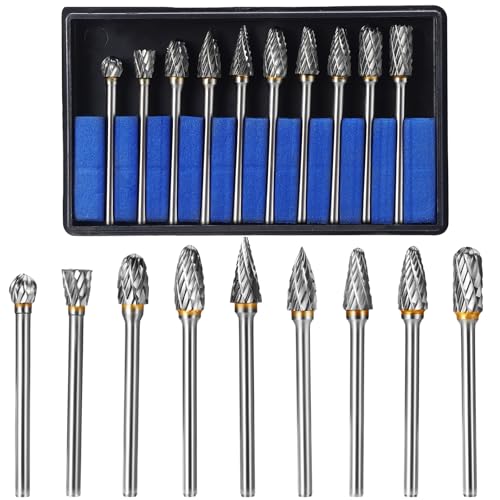 Faankiton 10STK Hartmetall Frässtifte Set mit Doppelschnitt, Wolframkarbid-Rotationsfräser, Hartmetall Rotationsfräser Set, Doppelschnitt Rotationsfräser, Wolframcarbid Fräser, Metall Fräser Faankiton 10STK Hartmetall Frässtifte Set mit Doppelschnitt, Wolframkarbid-Rotationsfräser, Hartmetall Rotationsfräser Set, Doppelschnitt Rotationsfräser, Wolframcarbid Fräser, Metall Fräser von Faankiton