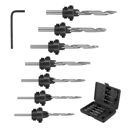 Faankiton 7 Stück Bohrer mit Senker für Holz, Senkbohrer Holz Kegelsenker Bohrer Set, Hartholzbohrer mit Senker Holzbohrer mit Versenker, Senker Bohrer Set, Holzbohrer mit Schraubenschlüssel Faankiton 7 Stück Bohrer mit Senker für Holz, Senkbohrer Holz Kegelsenker Bohrer Set, Hartholzbohrer mit Senker Holzbohrer mit Versenker, Senker Bohrer Set, Holzbohrer mit Schraubenschlüssel von Faankiton