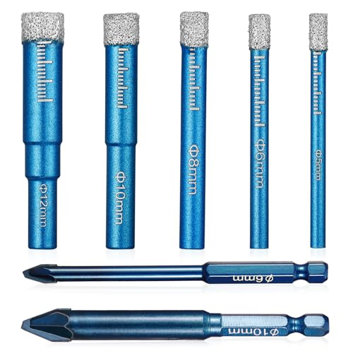 Faankiton 7STK Diamantbohrer Fliesenbohrer Glasbohrer 5,6,8,10,12mm und 6,10mm Karbidbohrer Sechskantschaft Feinsteinzeug Bohrer Trockenbohrer Diamant Bohrer Satz, Fliesen Diamant Feinsteinzeug Bohrer Faankiton 7STK Diamantbohrer Fliesenbohrer Glasbohrer 5,6,8,10,12mm und 6,10mm Karbidbohrer Sechskantschaft Feinsteinzeug Bohrer Trockenbohrer Diamant Bohrer Satz, Fliesen Diamant Feinsteinzeug Bohrer von Faankiton