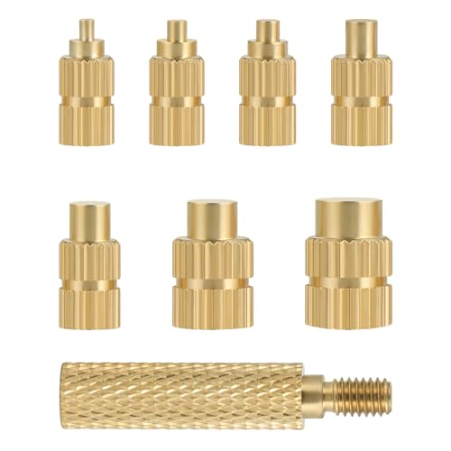 Faankiton Lötkolben Einschmelzhilfe aus Messing Spitzen für Gewindeeinsätze Einschmelzmuttern, Wärmeset Einsatzspitzen M2 M2.5 M3 M4 M5 M6 M8 Kompatibel mit T18 ST 900M FX888D FX600 WLC100 von Faankiton