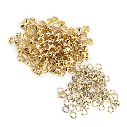 Fabater Metall -Ösen Grommet Langlebige Verbindungselemente für Lederhandwerk 100pcs 5mm Loch Messing Ösen für Bekleidungssäcke (GOLD) von Fabater