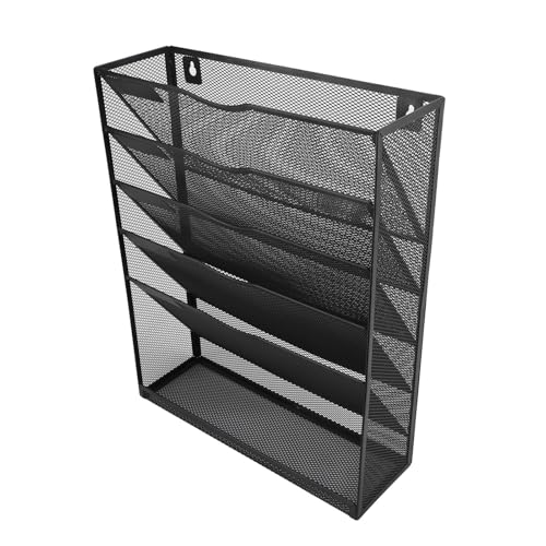 Fabater Praktischer Bogen -Design Wandhänger -Datei Organizer 5 Tier Netzhalter für Büro und Zuhause Schwarz von Fabater