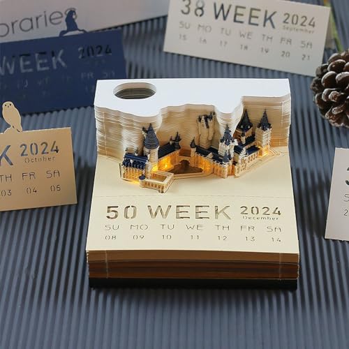 Fabater Time Piece-Kalender 2024, Tischkalender mit Lichtern, Schloss-3D-Notizblock, 3D-Kalender, 2024-Kalender-Notizblock-Komfortaufkleber, 3D-Papierkunstkalender Fabater Time Piece-Kalender 2024, Tischkalender mit Lichtern, Schloss-3D-Notizblock, 3D-Kalender, 2024-Kalender-Notizblock-Komfortaufkleber, 3D-Papierkunstkalender von Fabater