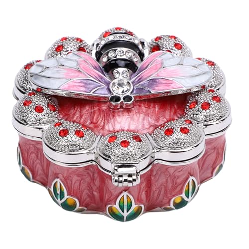 Fabater Vintage Metall Schmuckschatulle, Bienen Dekor Mini Schmuck Aufbewahrungsbox, Schminktisch Grinktrinkett Organizer für Ringe Halsketten Ohrringe Kleine Zubehör (Rosenate) von Fabater