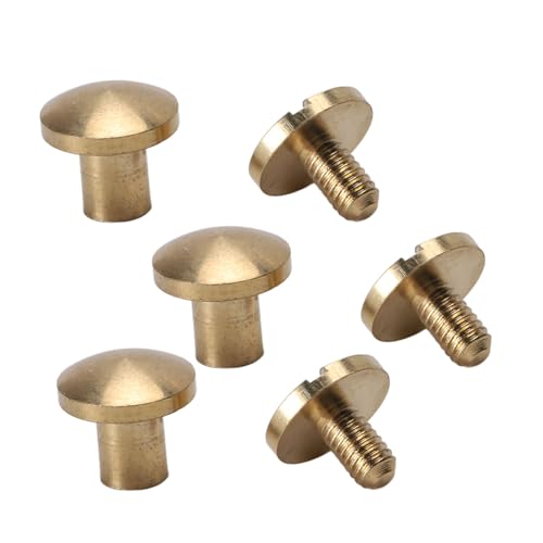 Nieten, multifunktionale Schlitzschraube, 50 Set Messingnieten, rostfreies dekoratives Kit für Ledertasche, Stoff, Hosen, Papiertüte (6 mm), 6mm / 0.24in von Fabater