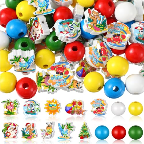Fabbay 200 Stück tropische Weihnachts-Juli-Holzperlen, farbige Weihnachtsmann-Flamingo-Palmen-Thema, Holzperlen zum Basteln mit Löchern für Schmuckherstellung, Armband, Halskette, Handwerk Fabbay 200 Stück tropische Weihnachts-Juli-Holzperlen, farbige Weihnachtsmann-Flamingo-Palmen-Thema, Holzperlen zum Basteln mit Löchern für Schmuckherstellung, Armband, Halskette, Handwerk von Fabbay