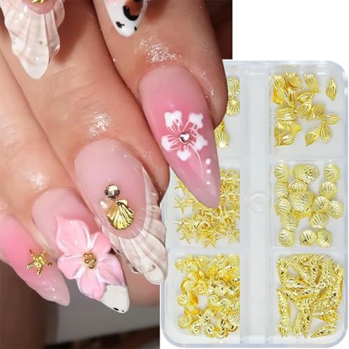 FabbyGlow 1 Set mit 6 Fächern goldene Muschel- und Meeresthemen-Nagelcharms, hochklebend, glitzernd, perfekt für Nageldesign, Bastelprojekte, Festdekoration und mehr FabbyGlow 1 Set mit 6 Fächern goldene Muschel- und Meeresthemen-Nagelcharms, hochklebend, glitzernd, perfekt für Nageldesign, Bastelprojekte, Festdekoration und mehr von FabbyGlow