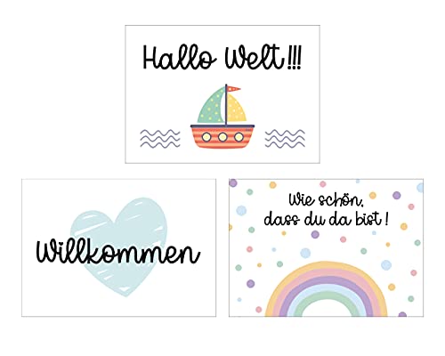 Glückwunschkarten Geburt Postkarten Klappkarten bunte Motive Jungen Mädchen Grußkarten Glückwunsch (Postkarten) von Fabelhafte Dinge
