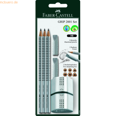 10 x Faber Castell Bleistift Grip 2001 inkl. Eraser Cap und Dreifachsp von Faber Castell