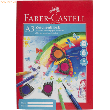10 x Faber Castell Zeichenblock A3 Rote Linie 20 Blatt von Faber Castell