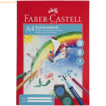 10 x Faber Castell Zeichenblock A4 Rote Linie 20 Blatt von Faber Castell