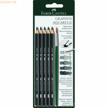 Faber Castell Bleistift Graphit Aquarelle 5 Härtegrade + Pinsel auf Bl von Faber Castell