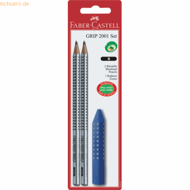 Faber Castell Bleistiftset Grip und Radiergummi farbig sortiert auf Bl von Faber Castell