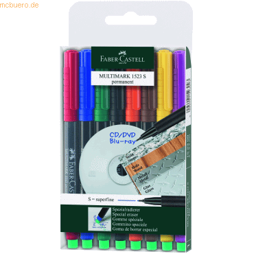 Faber Castell CD-Marker Multimark wasserfest ca. 0,4 mm 8 Farben Etui von Faber Castell