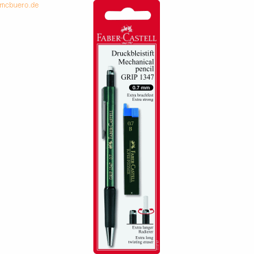 5 x Faber Castell Druckbleistift Grip 1347 0,7 B grün + Feinminen auf 5 x Faber Castell Druckbleistift Grip 1347 0,7 B grün + Feinminen auf von Faber Castell