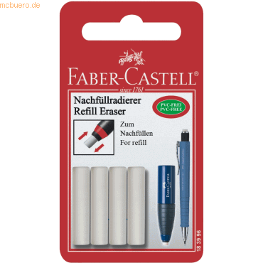Faber Castell Ersatzradierer Eraser Pen Kunststoff 4 Stück auf Blister von Faber Castell