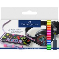 FABER-CASTELL Neon Permanentmarker farbsortiert 1,5 mm, 6 St. von Faber-Castell