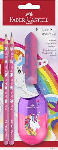 FABER-CASTELL 111518 - Schreibset Einhorn mit Bleistifte HB, Spitzer und Radiergummi, Schulset für Kinder FABER-CASTELL 111518 - Schreibset Einhorn mit Bleistifte HB, Spitzer und Radiergummi, Schulset für Kinder von FABER-CASTELL