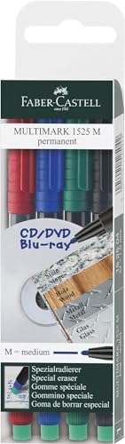 FABER-CASTELL 152504 - Marker MULTIMARK permanent, Stärke: M, 4er Etui, Inhalt: je 1x rot, blau, grün, schwarz FABER-CASTELL 152504 - Marker MULTIMARK permanent, Stärke: M, 4er Etui, Inhalt: je 1x rot, blau, grün, schwarz von Faber-Castell