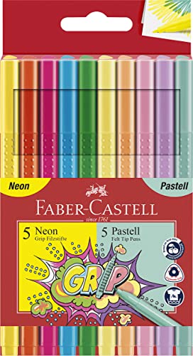 FABER-CASTELL 155312 - Grip Fasermaler Neon & Pastell, 10er Etui FABER-CASTELL 155312 - Grip Fasermaler Neon & Pastell, 10er Etui von Faber-Castell