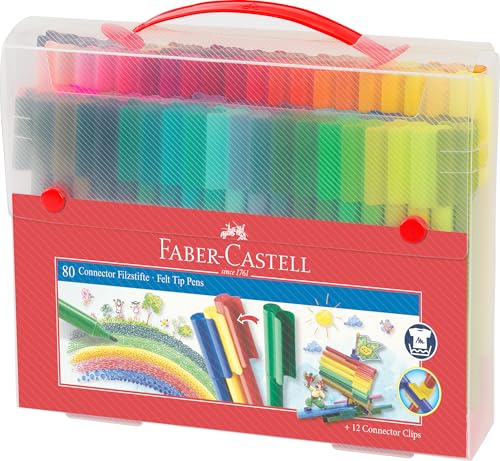 FABER-CASTELL 155579 - Filzstift Connector, im Koffer, 80-teilig, 1 Stück von Faber-Castell
