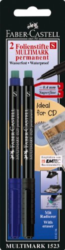 FABER-CASTELL 156296 - Marker MULTIMARK permanent, Stärke S, 0,4 mm, 2er Packung, schwarz und blau FABER-CASTELL 156296 - Marker MULTIMARK permanent, Stärke S, 0,4 mm, 2er Packung, schwarz und blau von FABER-CASTELL