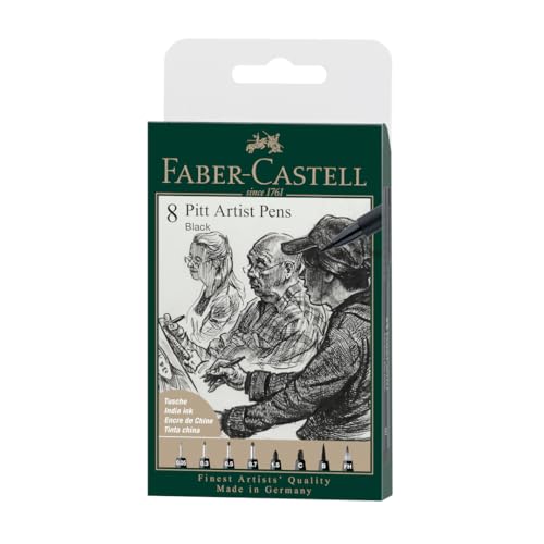 FABER-CASTELL 167158 - Tuschestift Pitt Artist Pen, Farbe 199, schwarz, XXS, S, F, M, B, C, 1.5, Fude hard, 8er Etui FABER-CASTELL 167158 - Tuschestift Pitt Artist Pen, Farbe 199, schwarz, XXS, S, F, M, B, C, 1.5, Fude hard, 8er Etui von Faber-Castell