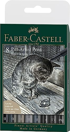FABER-CASTELL 167171 - Tuschestift Pitt Artist Pen, Black & Grey, B, F, 1.5, FM, 8er Etui FABER-CASTELL 167171 - Tuschestift Pitt Artist Pen, Black & Grey, B, F, 1.5, FM, 8er Etui von Faber-Castell