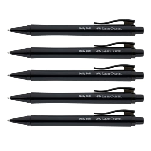 FABER-CASTELL 205202 - Kugelschreiber Daily Ball schwarz, 5 Stück, mit auswechselbarer XB Mine, dokumentenecht FABER-CASTELL 205202 - Kugelschreiber Daily Ball schwarz, 5 Stück, mit auswechselbarer XB Mine, dokumentenecht von Faber-Castell