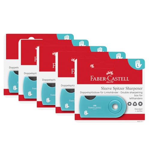 FABER-CASTELL 205244 - Spitzer Linkshänder Kinder, 5 Dosenspitzer Sleeve türkis, Doppelspitzer für Blei- und Buntstifte FABER-CASTELL 205244 - Spitzer Linkshänder Kinder, 5 Dosenspitzer Sleeve türkis, Doppelspitzer für Blei- und Buntstifte von Faber-Castell