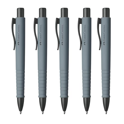 FABER-CASTELL 205257 - Kugelschreiber Poly Ball Urban Grey, 5 Stück, mit auswechselbarer XB Mine, dokumentenecht von Faber-Castell