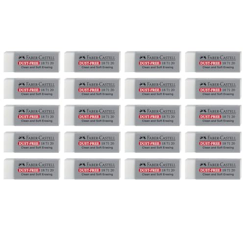 FABER-CASTELL 205264 - Radiergummi Dust-Free, 20 Radierer für Schule und Büro, geeignet für Blei- und Buntstifte von Faber-Castell