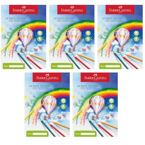 FABER-CASTELL 212049 - Malblock DIN A4, 5 Blöcke je 100 Blatt 80 g/m² Papier, Zeichenblock für Zeichnen, Malen und Skizzieren FABER-CASTELL 212049 - Malblock DIN A4, 5 Blöcke je 100 Blatt 80 g/m² Papier, Zeichenblock für Zeichnen, Malen und Skizzieren von Faber-Castell