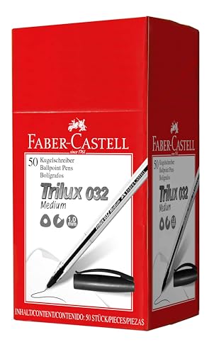 FABER-CASTELL 343298 - Kugelschreiber Trilux 032, Schreibfarbe schwarz, 50 Stück, Minenstärke M von Faber-Castell