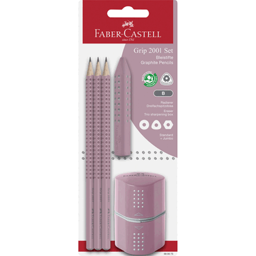 FABER-CASTELL Bleistift-Set Grip 2001 - 5-tlg. B rose shadows Blisterk von Faber-Castell