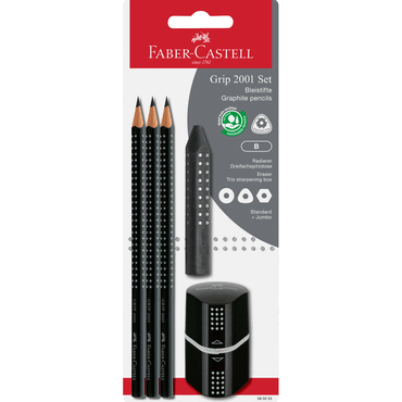 FABER CASTELL Bleistift-Set Grip 2001 - 5-tlg. B schwarz Blisterkarte. von Faber Castell