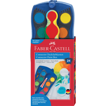 FABER-CASTELL CONNECTOR Farbkasten - 24 Farben inkl. Deckweiß blau. von Faber-Castell