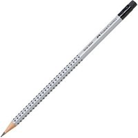 FABER-CASTELL GRIP 2001 Bleistifte B silber mit Radierer, 12 St. von Faber-Castell
