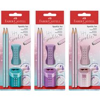 FABER-CASTELL Grip Sparkle Bleistift-Set B rosé, lila oder ocean mit Radierer, 1 Set von Faber-Castell