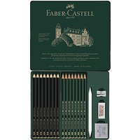 FABER-CASTELL Pitt Graphite Matt Bleistift-Set HB-14B, B-8B schwarz/grün mit Radierer, 1 St. von Faber-Castell