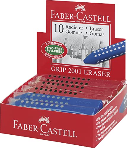 Faber-Castell 088038.09 Radiergummi Jumbo Grip, 10 Stück, pink/blau von Faber-Castell