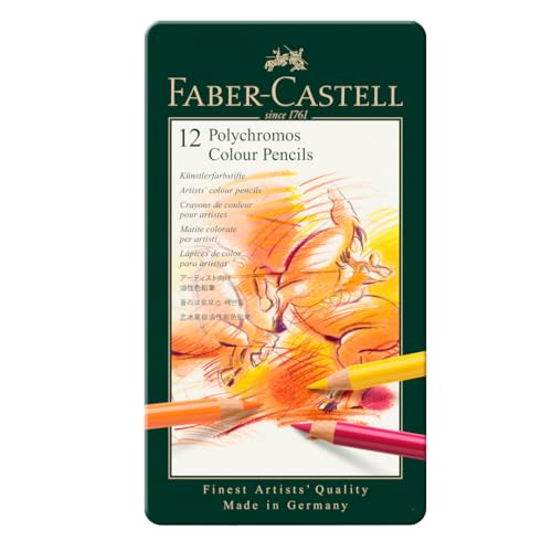 Faber-Castell 110012 Polychromos Malstifte, 12er-Buntstifte-Set in einem eleganten Metalletui, Leuchtende Farben mit dicken 3,8-mm-Minen und säurefreien Pigmenten für verschiedene Oberflächen Faber-Castell 110012 Polychromos Malstifte, 12er-Buntstifte-Set in einem eleganten Metalletui, Leuchtende Farben mit dicken 3,8-mm-Minen und säurefreien Pigmenten für verschiedene Oberflächen von Faber-Castell