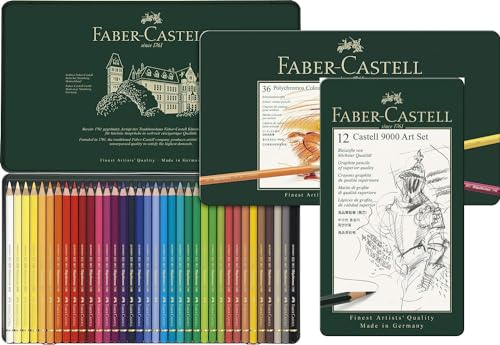 Faber-Castell 110036 - Künstlerfarbstift Polychromos, 36er Metalletui + Bleistifte Set Castell 9000 Art, 12 verschiedene Härtegrade 8B - 2H Faber-Castell 110036 - Künstlerfarbstift Polychromos, 36er Metalletui + Bleistifte Set Castell 9000 Art, 12 verschiedene Härtegrade 8B - 2H von Faber-Castell