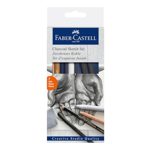 Faber-Castell 114002 - Kohle Sketch Set Goldfaber, 7 teilig von Faber-Castell