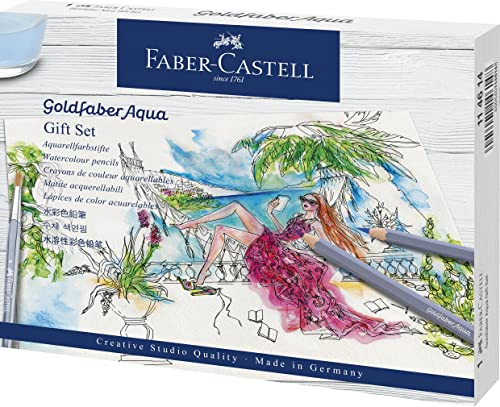 Faber-Castell 114614 - Goldfaber Aqua Aquarellfarbstift Geschenkset, 12 Farbstifte inklusive Fineliner, Bleistift, Aquarellblock, Spitzer, Radierer und Aquarellpinsel Faber-Castell 114614 - Goldfaber Aqua Aquarellfarbstift Geschenkset, 12 Farbstifte inklusive Fineliner, Bleistift, Aquarellblock, Spitzer, Radierer und Aquarellpinsel von Faber-Castell