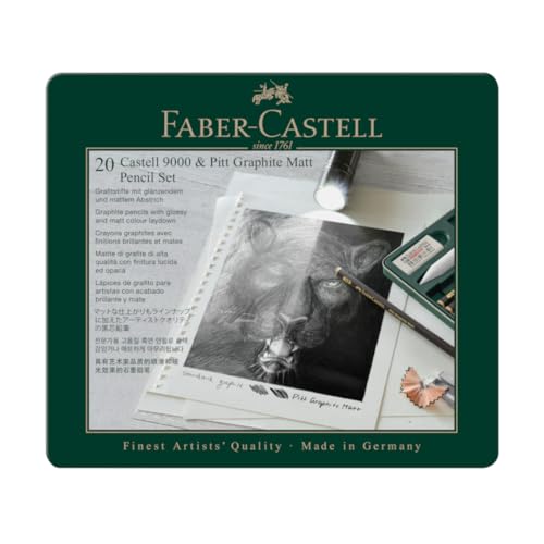 Faber-Castell 115224 - Bleistifte Set Pitt Graphite Matt & Castell 9000, 20-teilig, inkl. Papierwischer, Radierer, Knetradierer und Spitzer Faber-Castell 115224 - Bleistifte Set Pitt Graphite Matt & Castell 9000, 20-teilig, inkl. Papierwischer, Radierer, Knetradierer und Spitzer von Faber-Castell