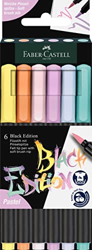 Faber Castell 116453 Black Edition Brush Pen Set mit 6 Pastellfarben, Filzstifte für Erwachsene, Brush Pens zum Ausmalen und Schreiben, abwaschbare Tinte Faber Castell 116453 Black Edition Brush Pen Set mit 6 Pastellfarben, Filzstifte für Erwachsene, Brush Pens zum Ausmalen und Schreiben, abwaschbare Tinte von Faber-Castell