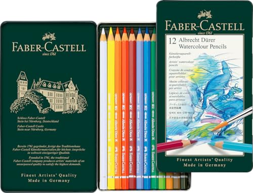 Faber-Castell 117512 Albrecht Dürer Aquarellstifte, Set mit 12 Aquarell Stiften mit dicken 3,8-mm-Minen, Holzstifte mit wasserlöslichen Pigmenten Faber-Castell 117512 Albrecht Dürer Aquarellstifte, Set mit 12 Aquarell Stiften mit dicken 3,8-mm-Minen, Holzstifte mit wasserlöslichen Pigmenten von Faber Castell